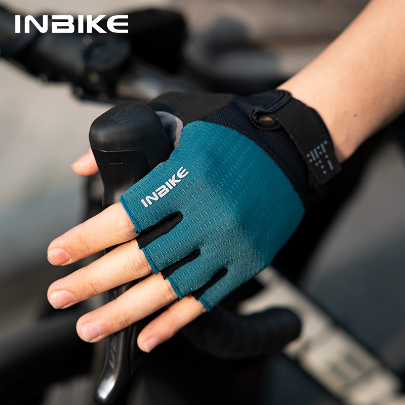 Mountain Biking Gloves Mens - INBIKE サマーバイクグローブ ハーフフィンガー 衝撃吸収 MTB サイクリンググローブ