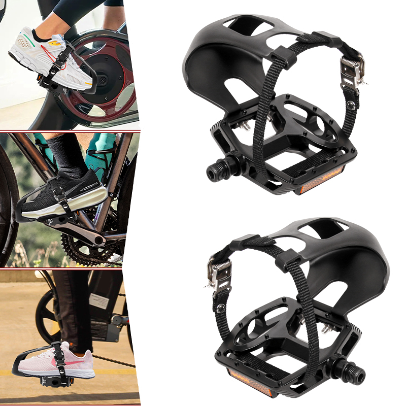 Mountain Biking For Fitness - フックとストラップ付きのアルミニウム合金バイクペダル,スポーツ,フィットネス,スピニング,オートバイ
