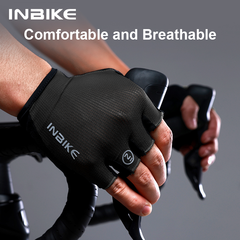 Mountain Biking Gloves Mens - INBIKE バイクハーフフィンガーサイクリンググローブノンスリップ耐衝撃夏通気性マウンテンロード自転車グローブ男性サイクリング用品
