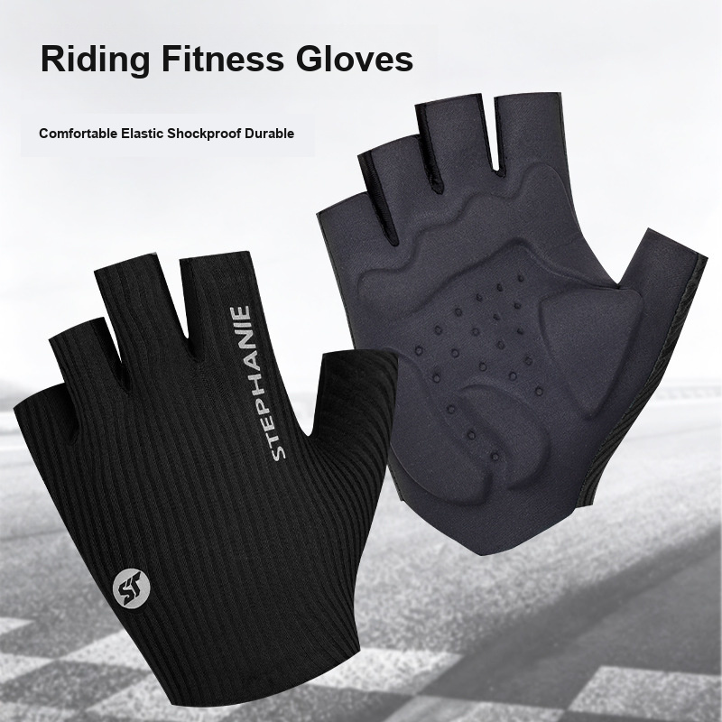 Mountain Biking For Fitness - ハーフフィンガーサイクリンググローブ、滑り止め、衝撃吸収、通気性、マウンテンバイク、ロードバイク、アウトドア通勤、フィットネス用