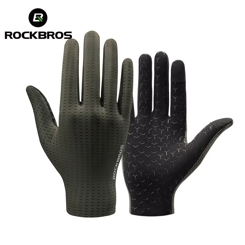 Mountain Biking Gloves Mens - Rockbros-男性と女性のための滑り止め通気性サイクリンググローブ、タッチスクリーン、ハーフフィンガー、フルフィンガー、ロードバイク、MTB、バイク、春、夏